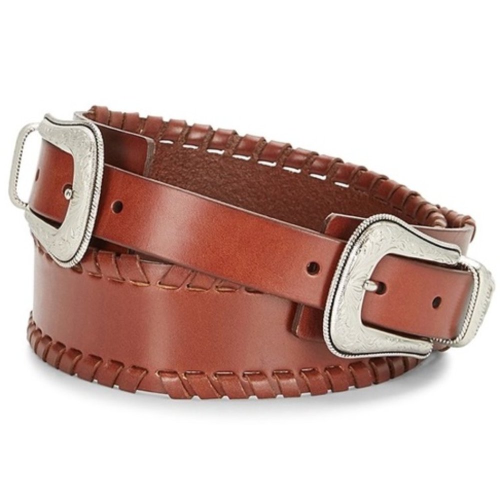 Rebecca Minkoff Leather Brown/Silver Belt M